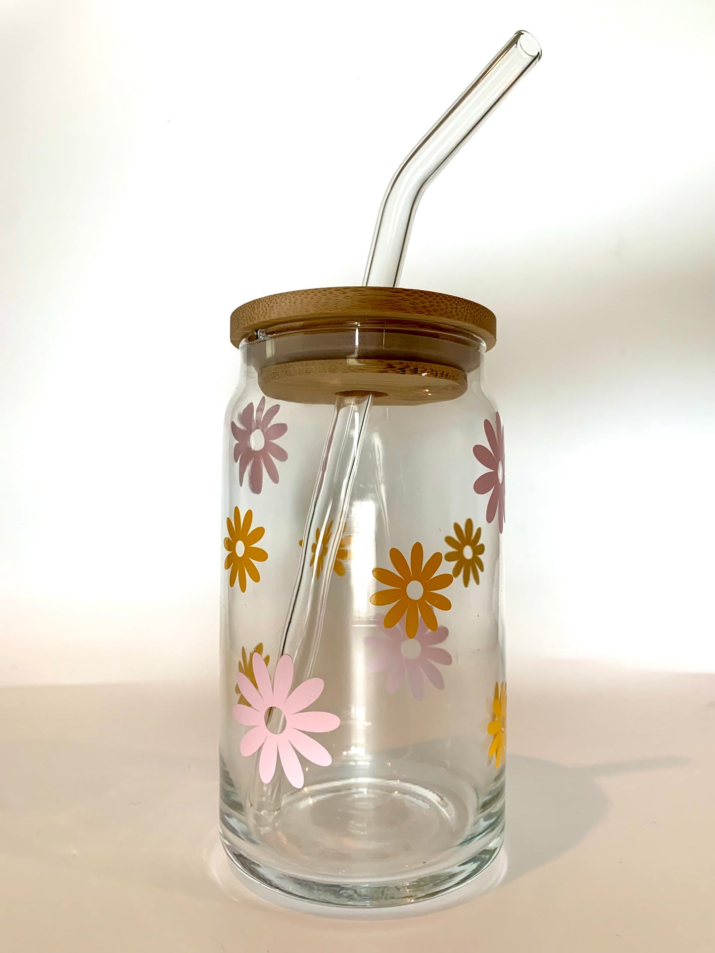 Cup Daisy Yellow and Pink w/ Lid and Straw