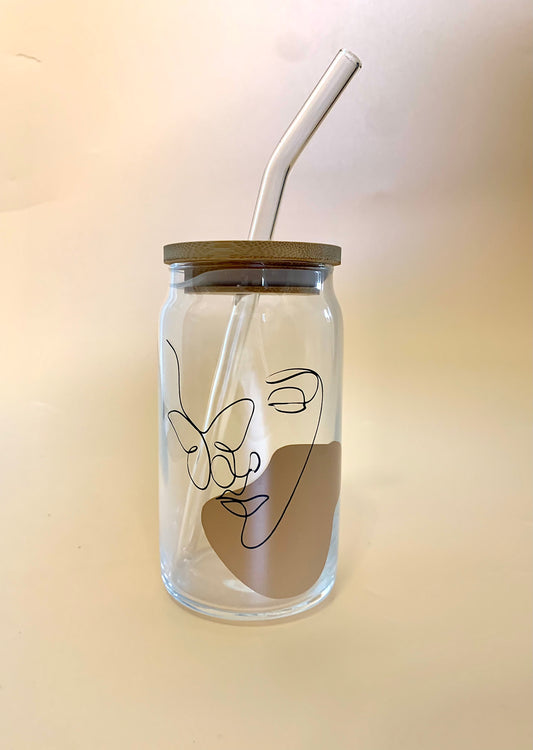 Travel Cup One Line Face Butterfly