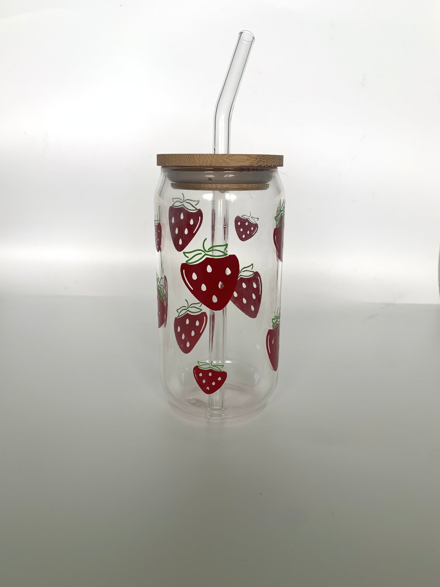 Coffee Cup Strawberry w/ Lid and Straw