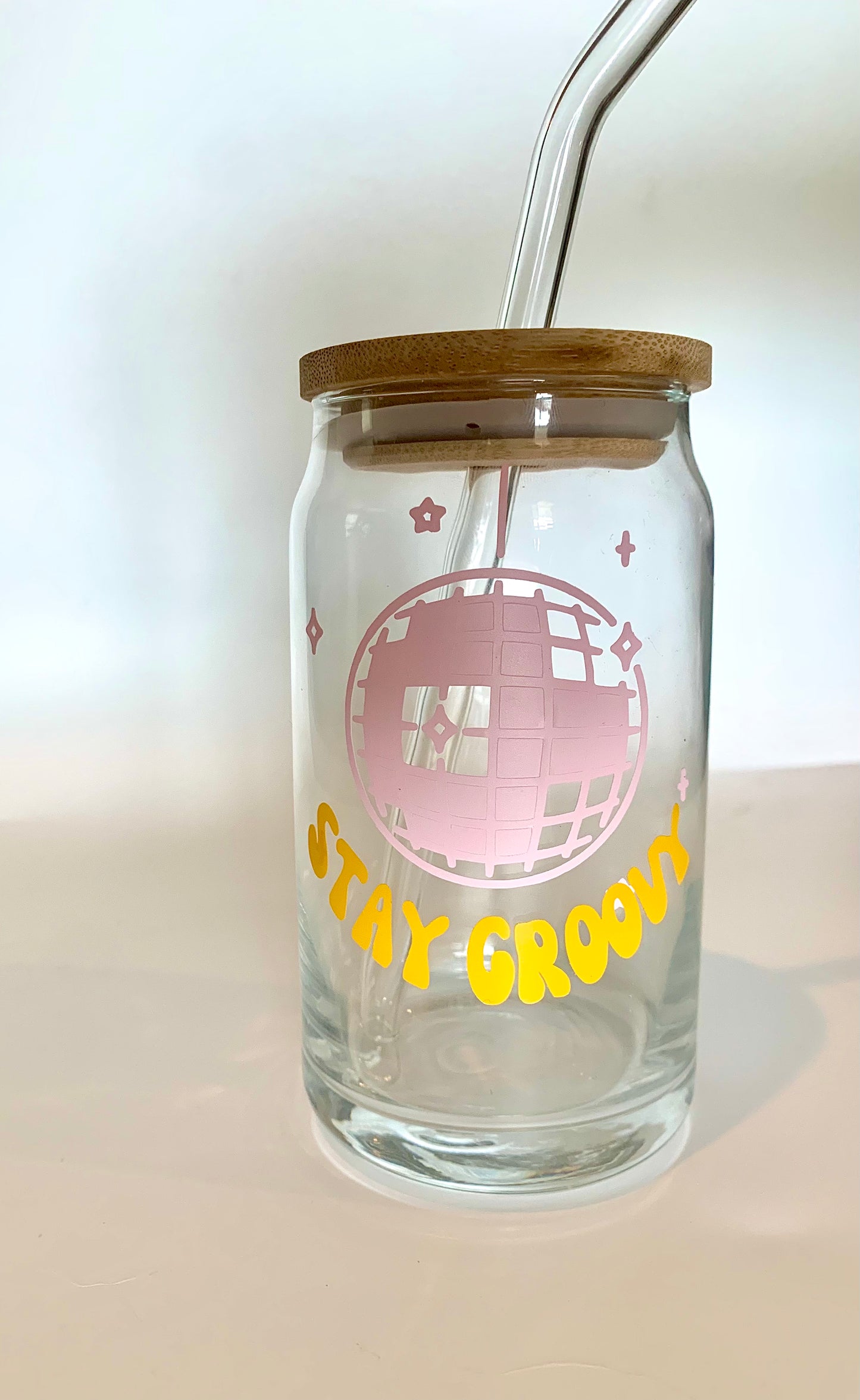 Cup Stay Groovy Disco Ball w/ Lid and Straw
